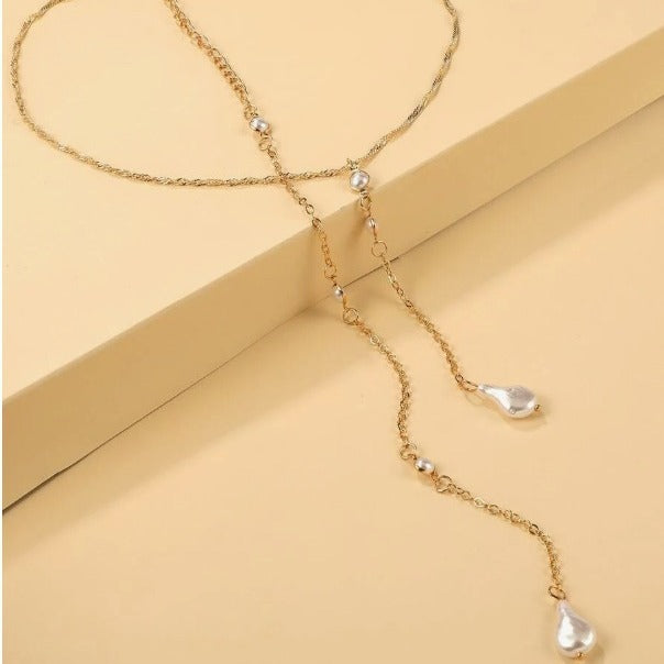 Long Chain Pearl Back Necklace For Women Instagram-worthy And Trendy