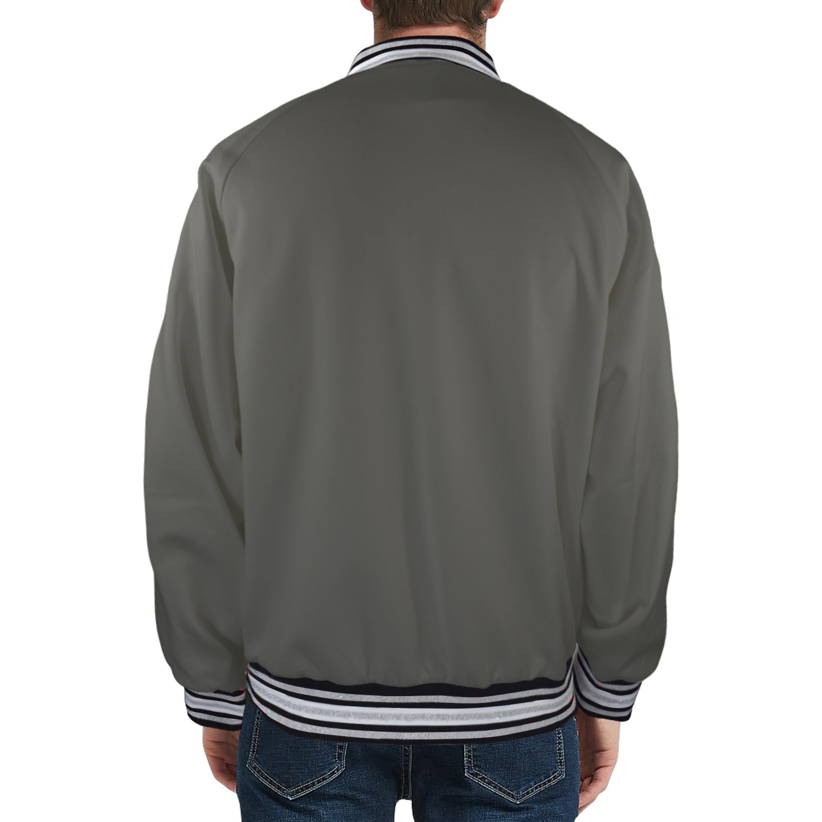 New Men's Striped Trim Bomber Jacket
