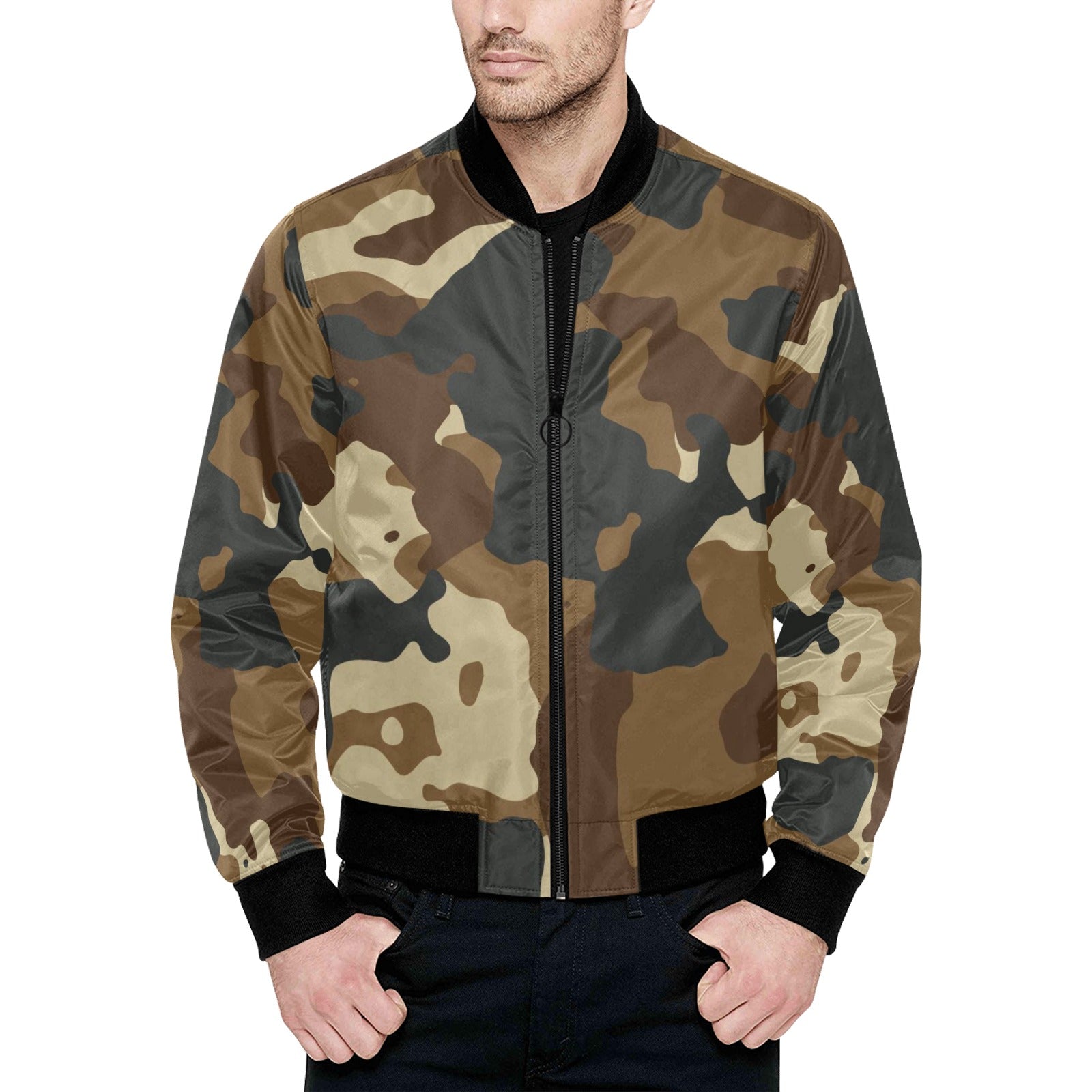 Men's All Over Print Quilted Bomber Jacket(Model H33)