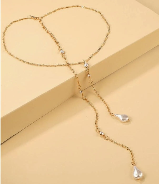 Long Chain Pearl Back Necklace For Women Instagram-worthy And Trendy
