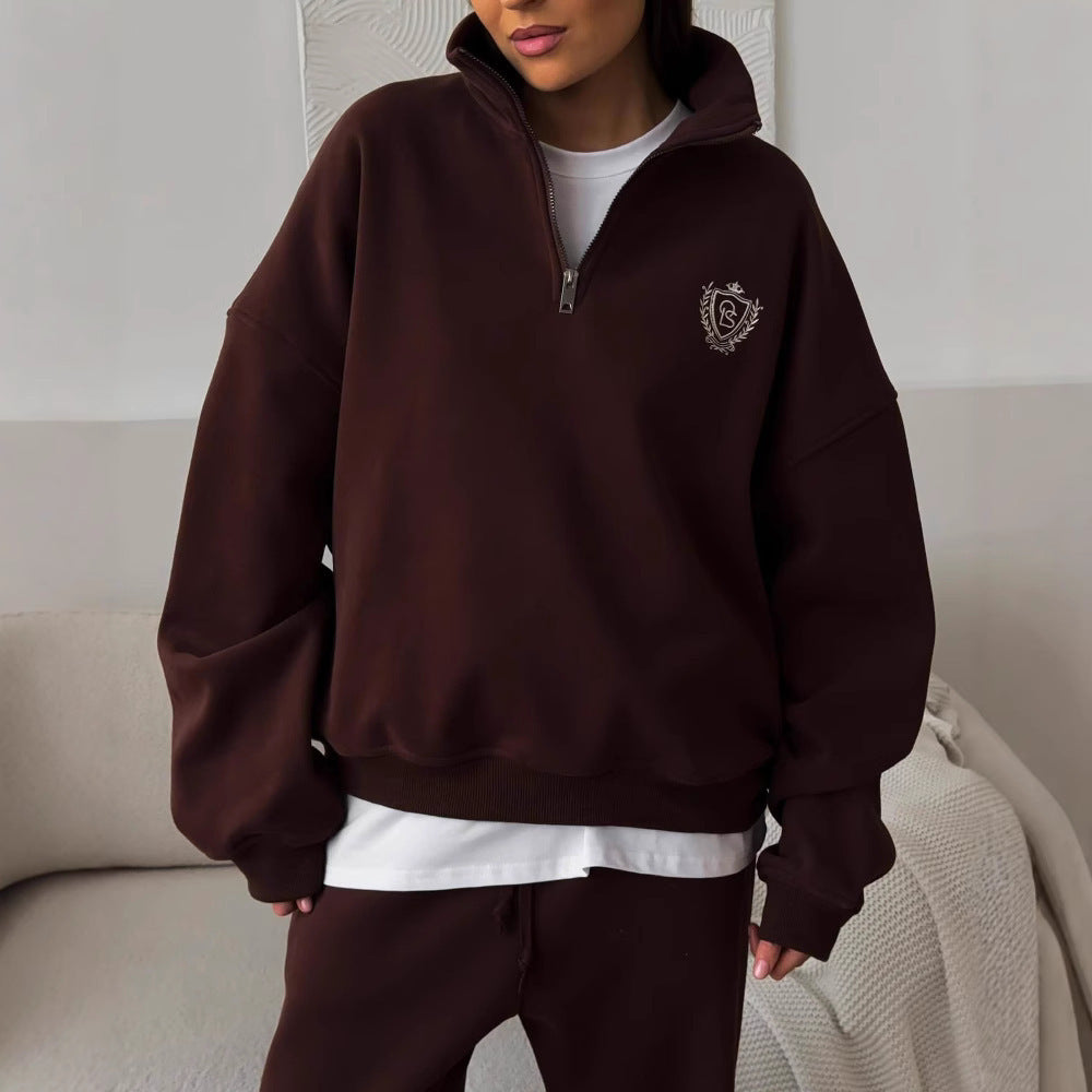 All-matching Comfortable Letter Crew Neck Terry Sweater