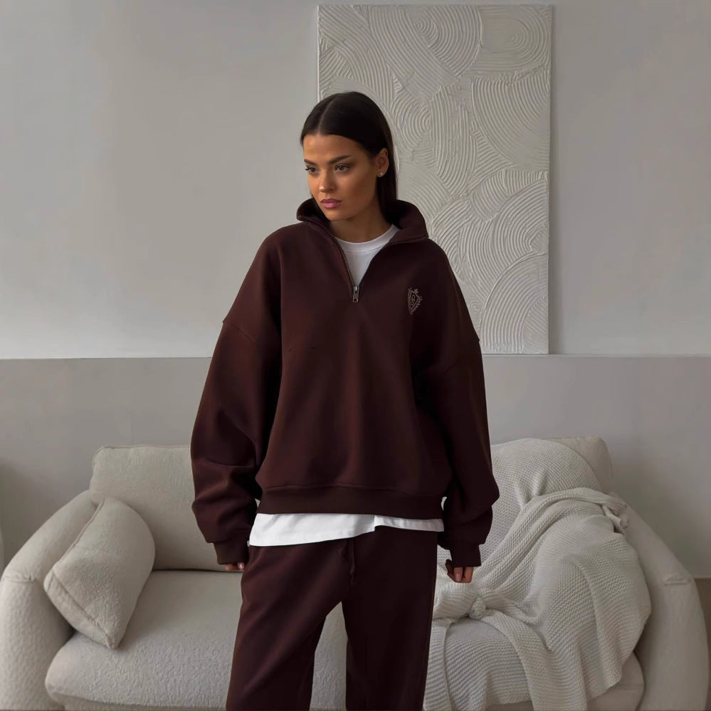 All-matching Comfortable Letter Crew Neck Terry Sweater