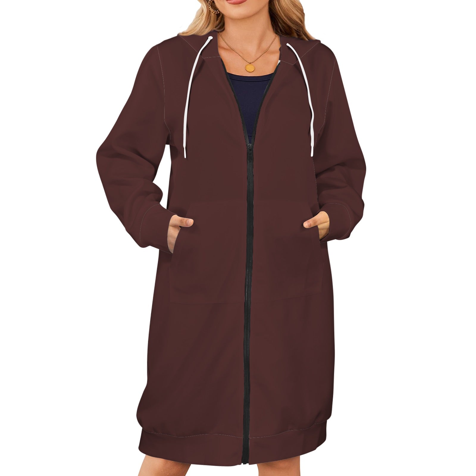 Women's Long Hooded Coat (H72)
