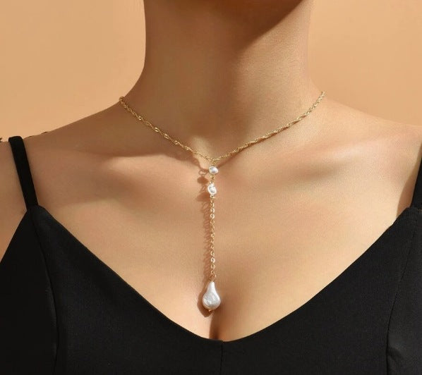 Long Chain Pearl Back Necklace For Women Instagram-worthy And Trendy