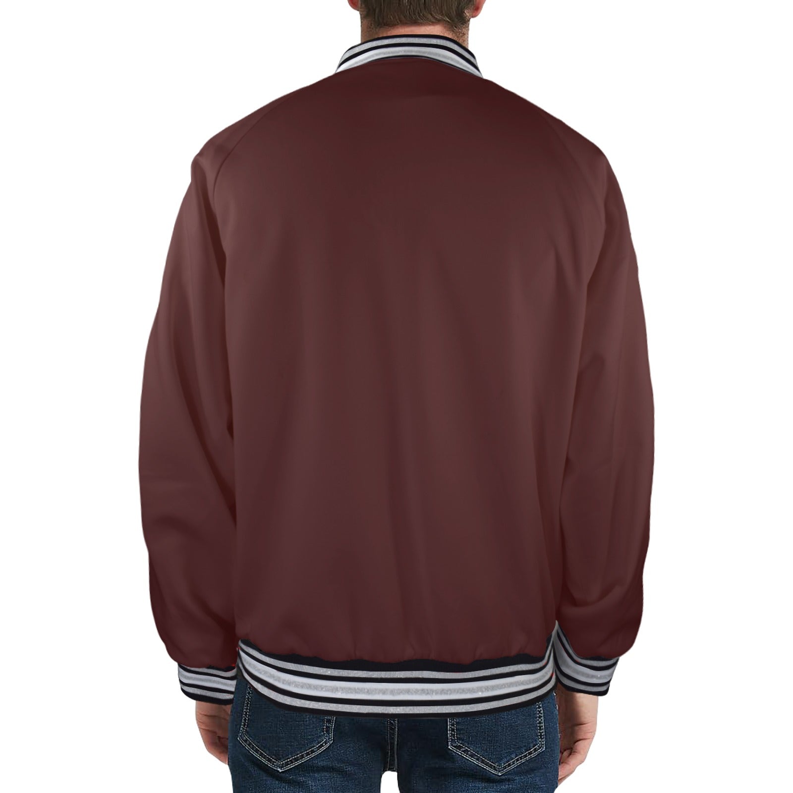 New Men's Striped Trim Bomber Jacket